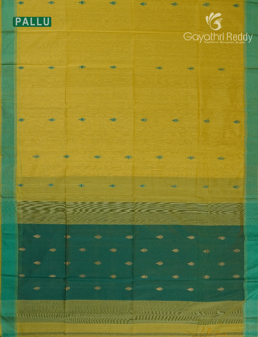 Pure Chanderi Sico Saree in Lime yellow and Mango Green