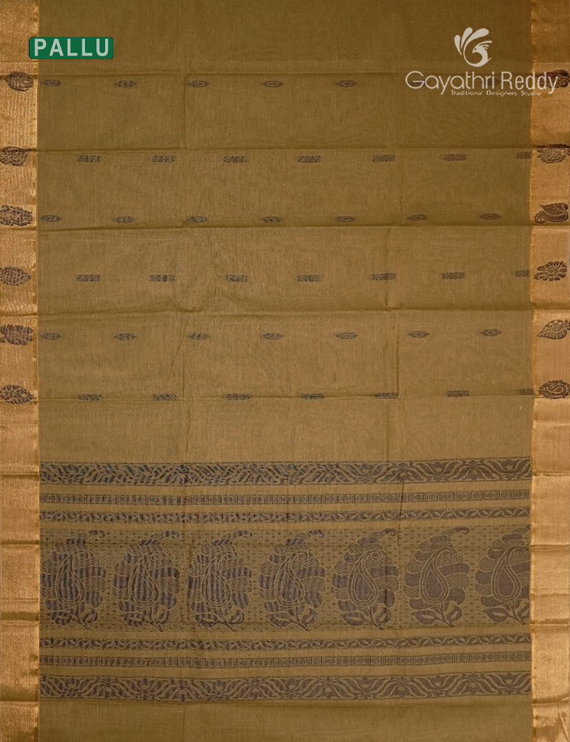 Pure Kanchi Cotton Saree in Mehendi Green