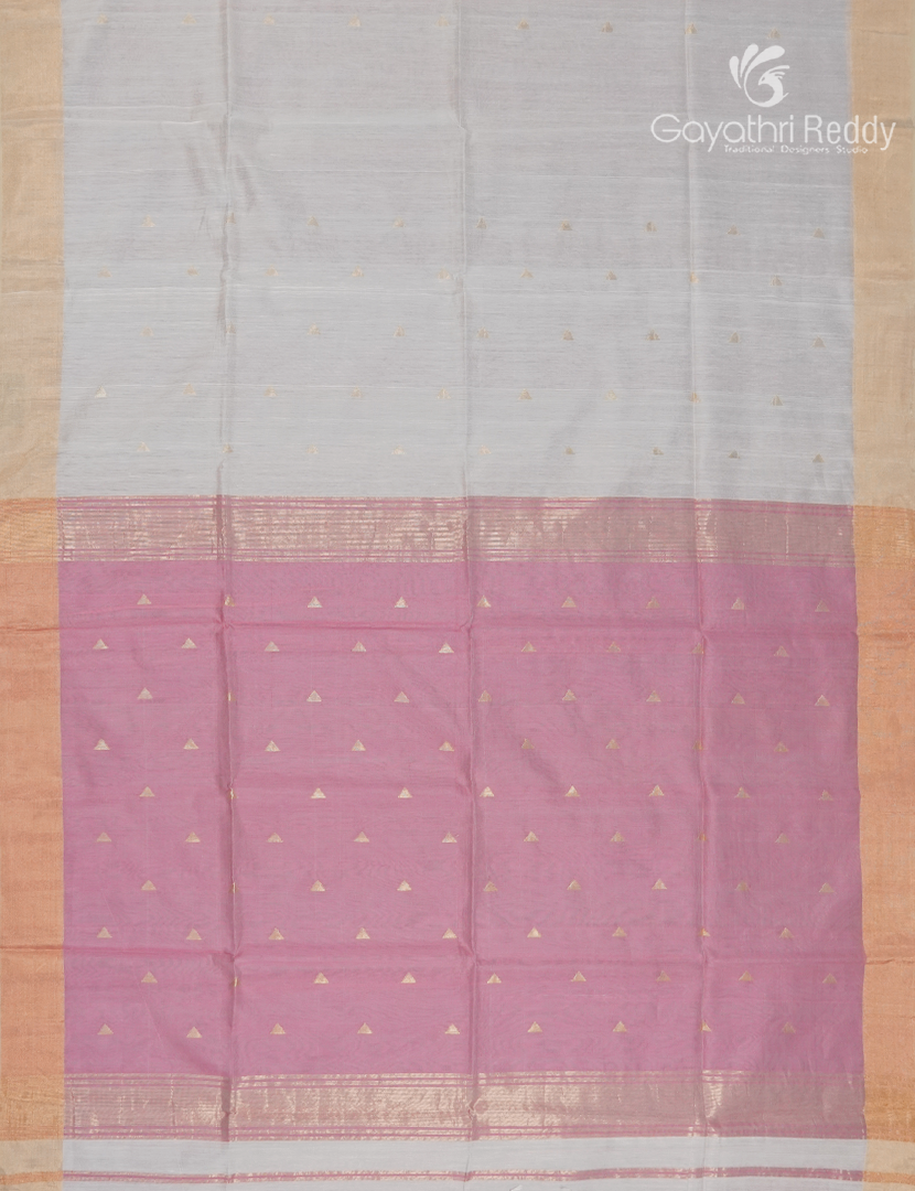 Pure Chanderi Sico Saree in Cream and Baby Pink