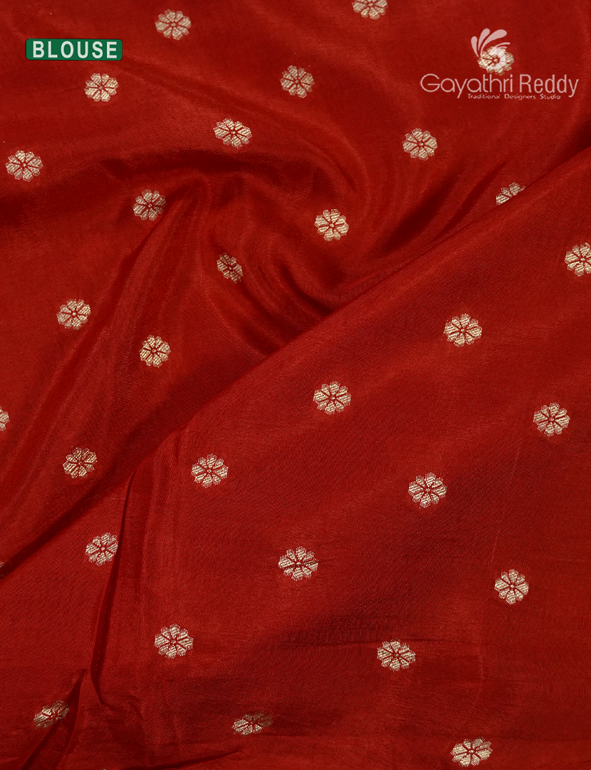 Semi Mysore Crepe Saree in Navy Blue and Red