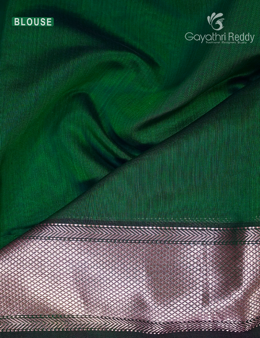 Pure Chanderi Sico Saree in Mango Green
