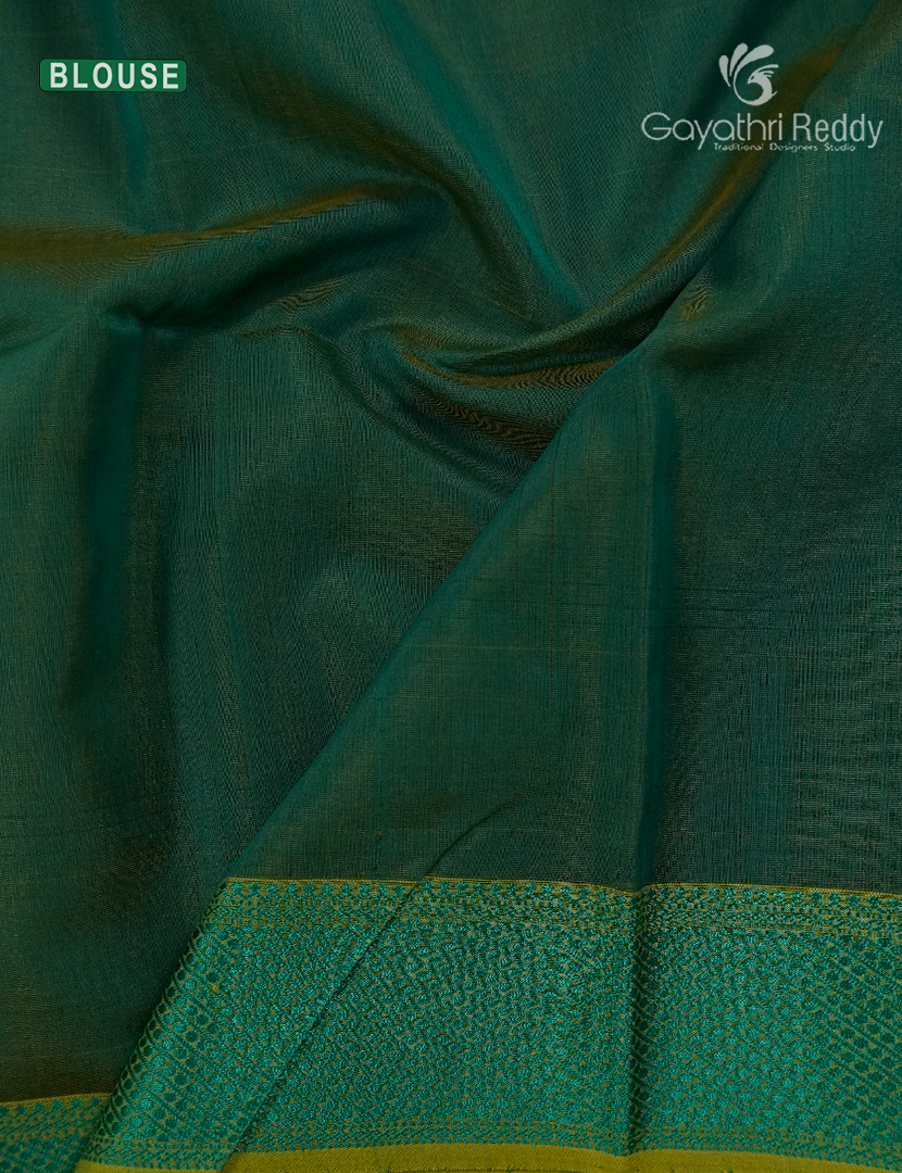 Pure Chanderi Sico Saree in Lime yellow and Mango Green