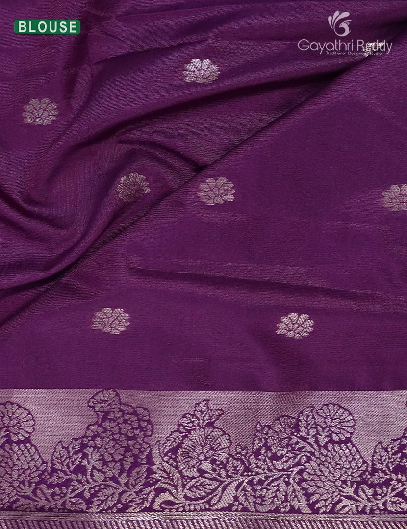 Semi Kanchipuram Silk Fancy Saree in Jamun
