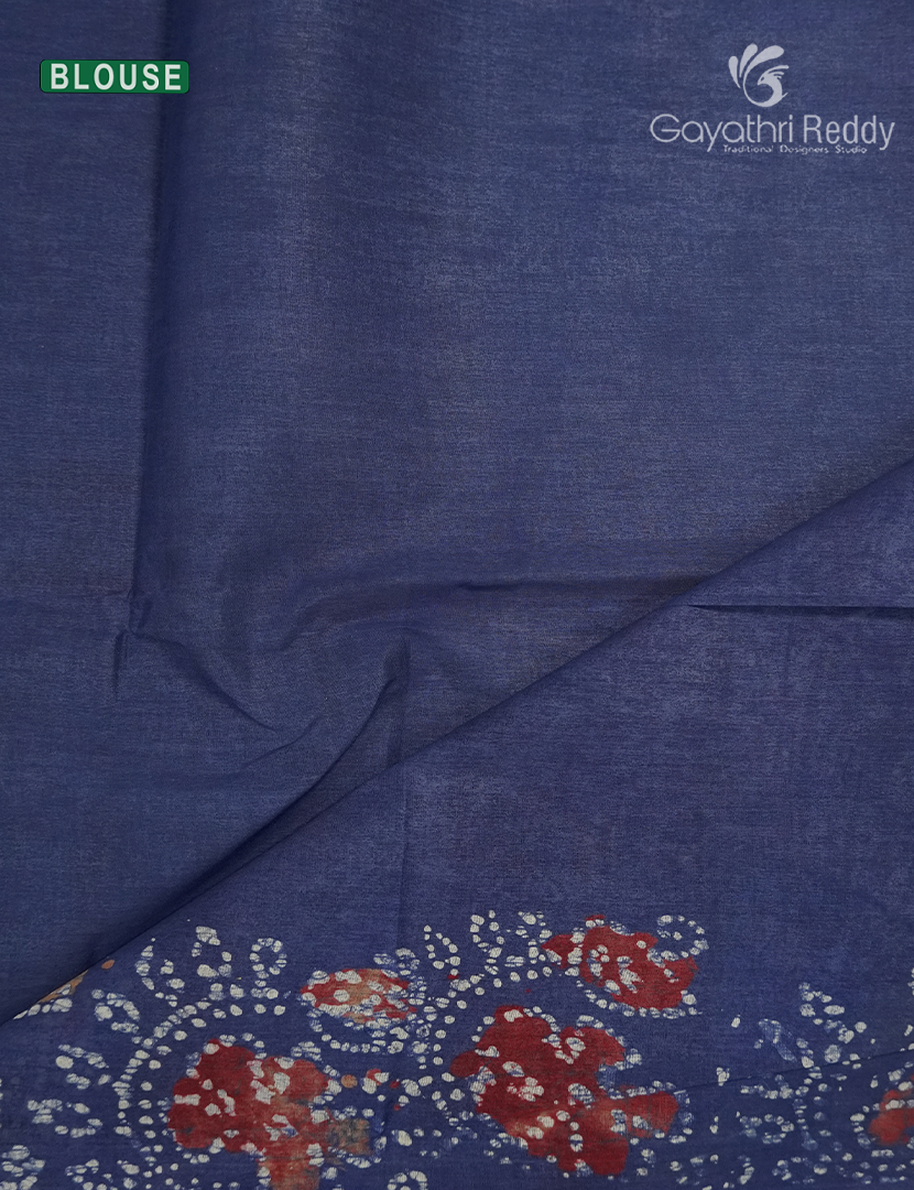 Cotton Batik Print Saree in Grey