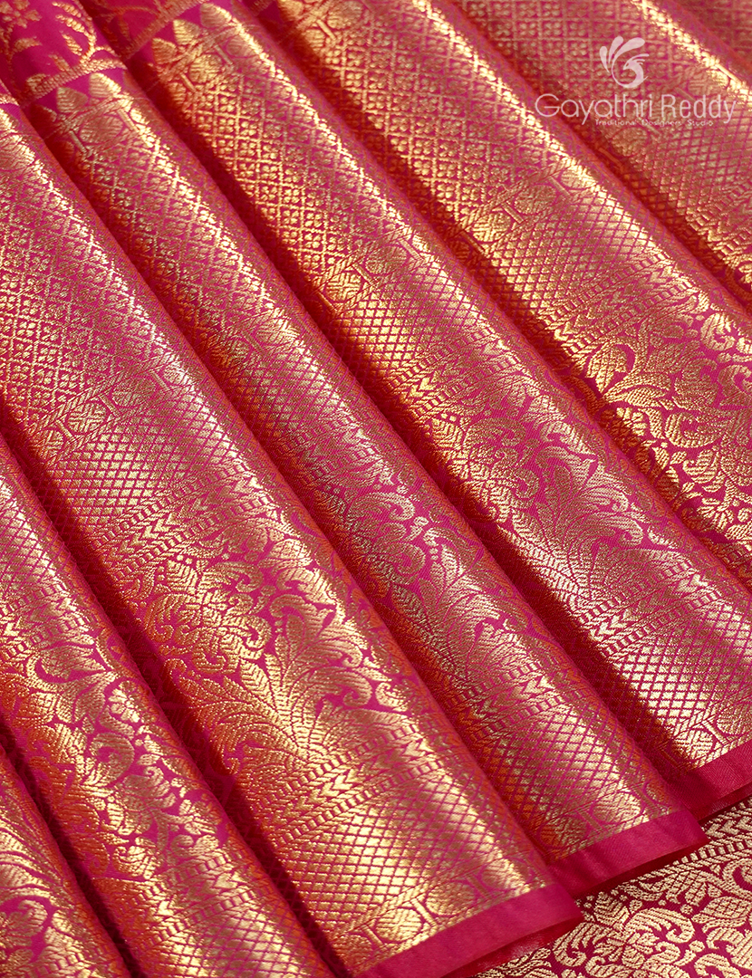 Semi Kanchipuram Silk Saree in Fuchsia Pink