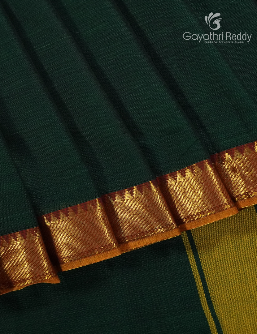 Pure Narayanpet Cotton Saree in Bottle Green