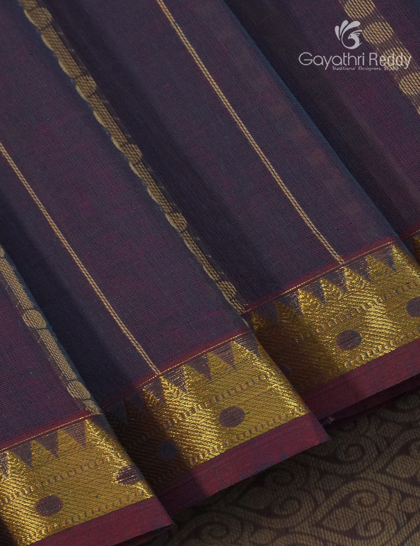 Pure Kanchi Cotton Saree in Deep Jamun