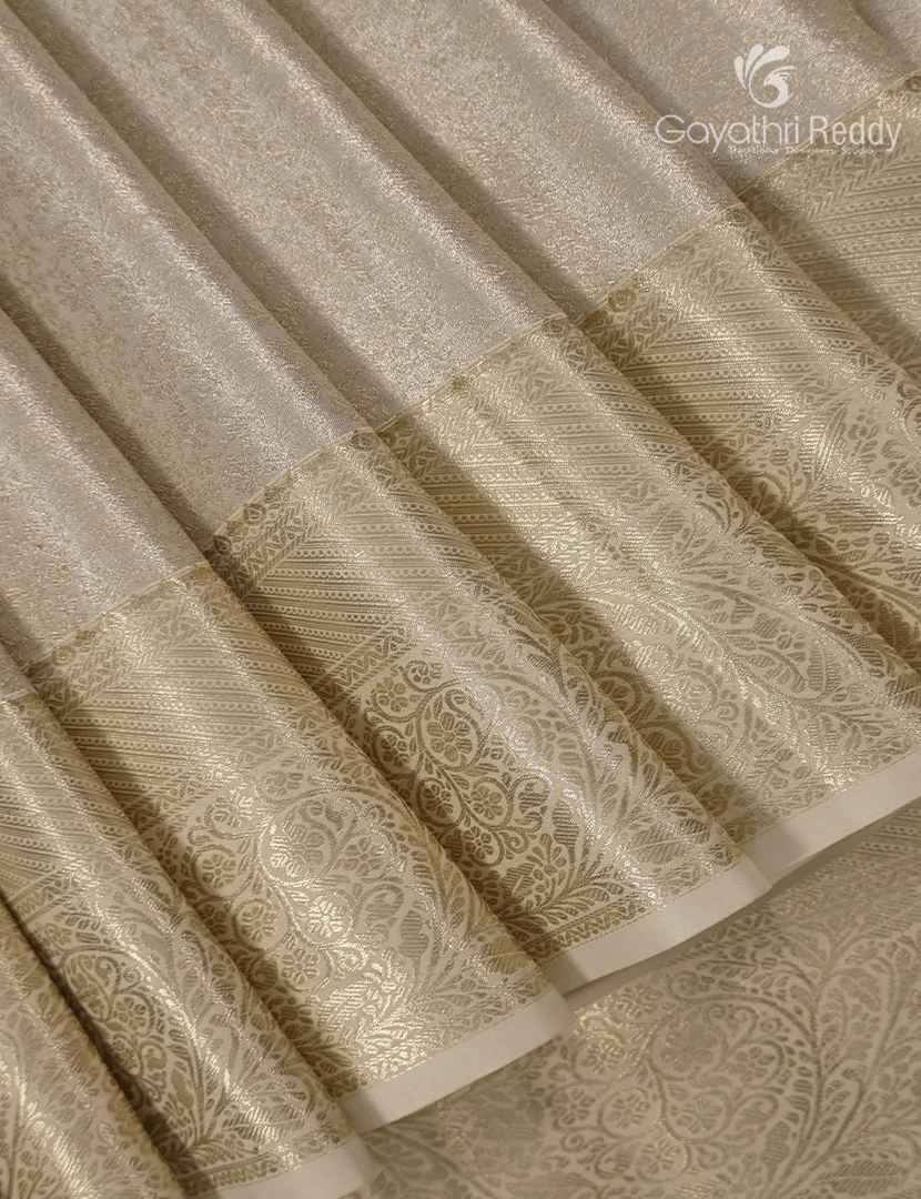 Semi Kanchipuram Silk Saree in Silver