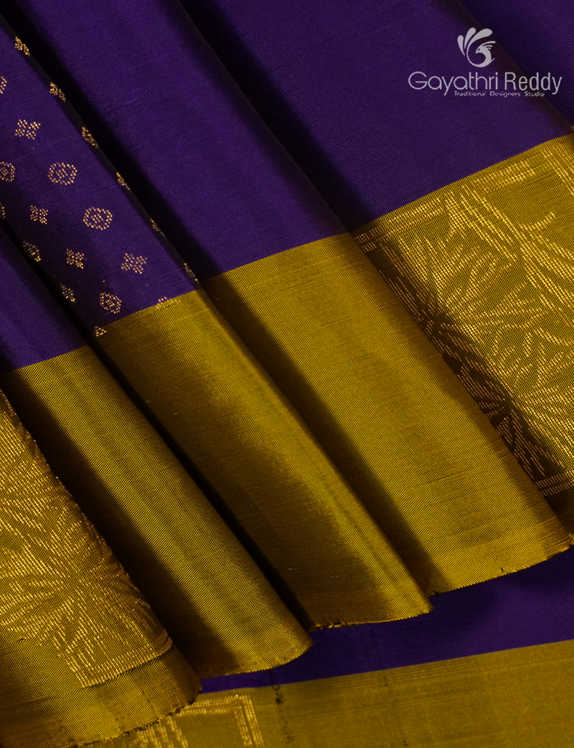 Pure Kanchipuram Soft Silk Saree in Violet and Lime Yellow