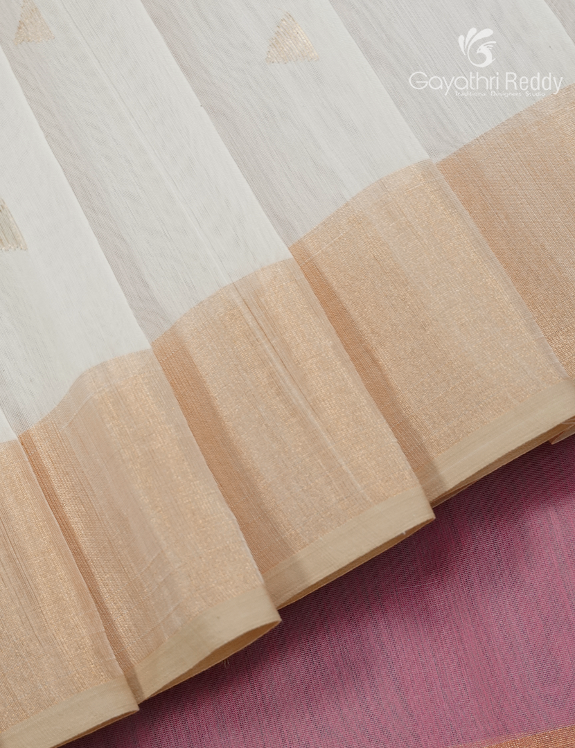 Pure Chanderi Sico Saree in Cream and Baby Pink