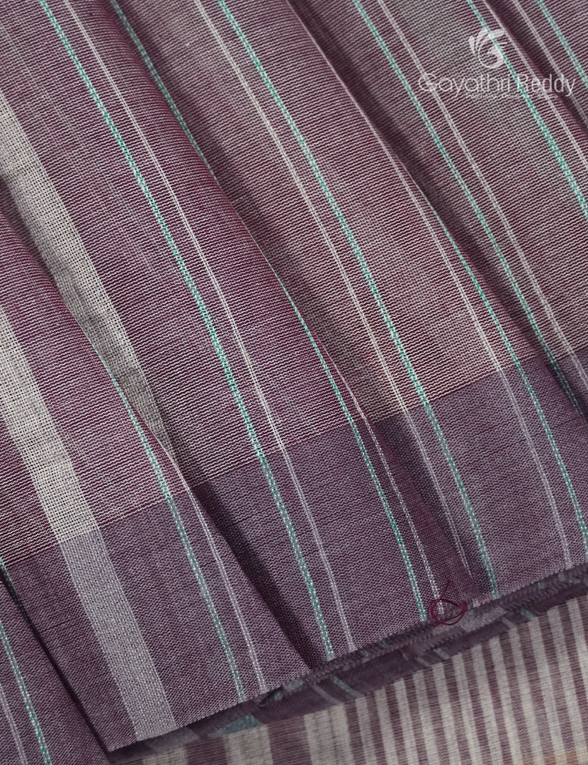 Pure Handloom Cotton Saree in Deep Onion