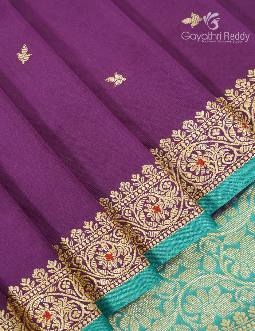 Semi Katan Silk Saree in Royal Purple