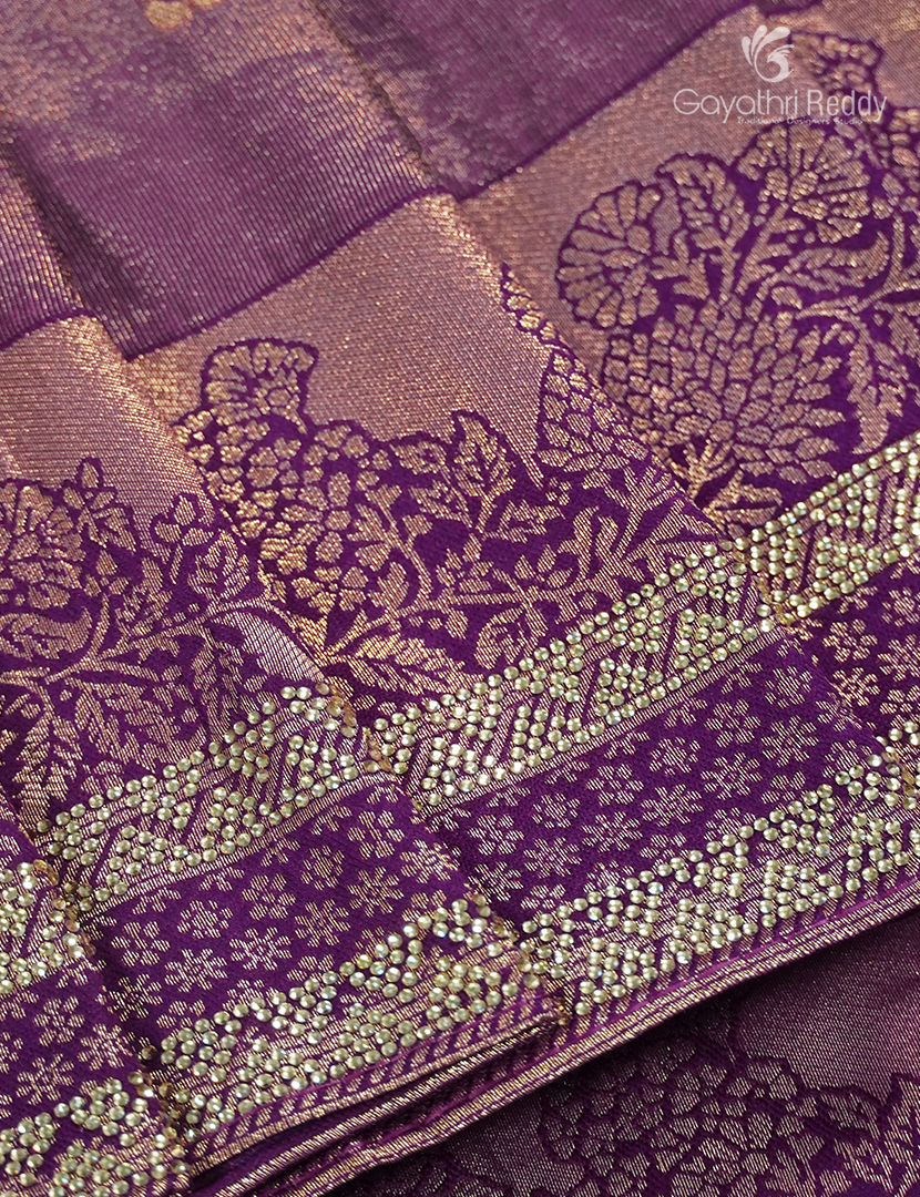 Semi Kanchipuram Silk Fancy Saree in Jamun