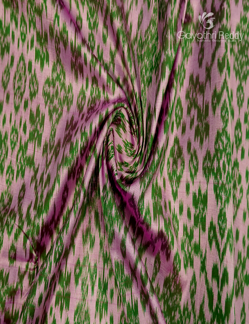 Pure Ikat Silk Saree in Onion Peach and Green