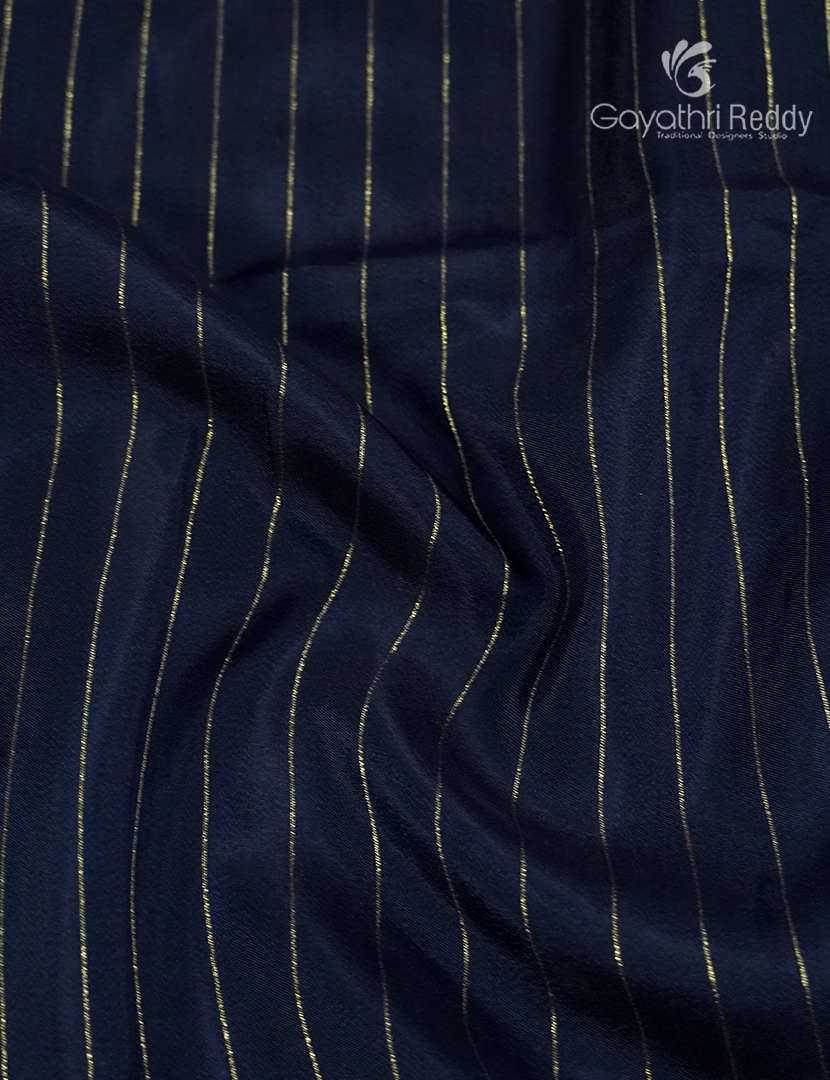 Semi Mysore Crepe Saree in Navy Blue and Red