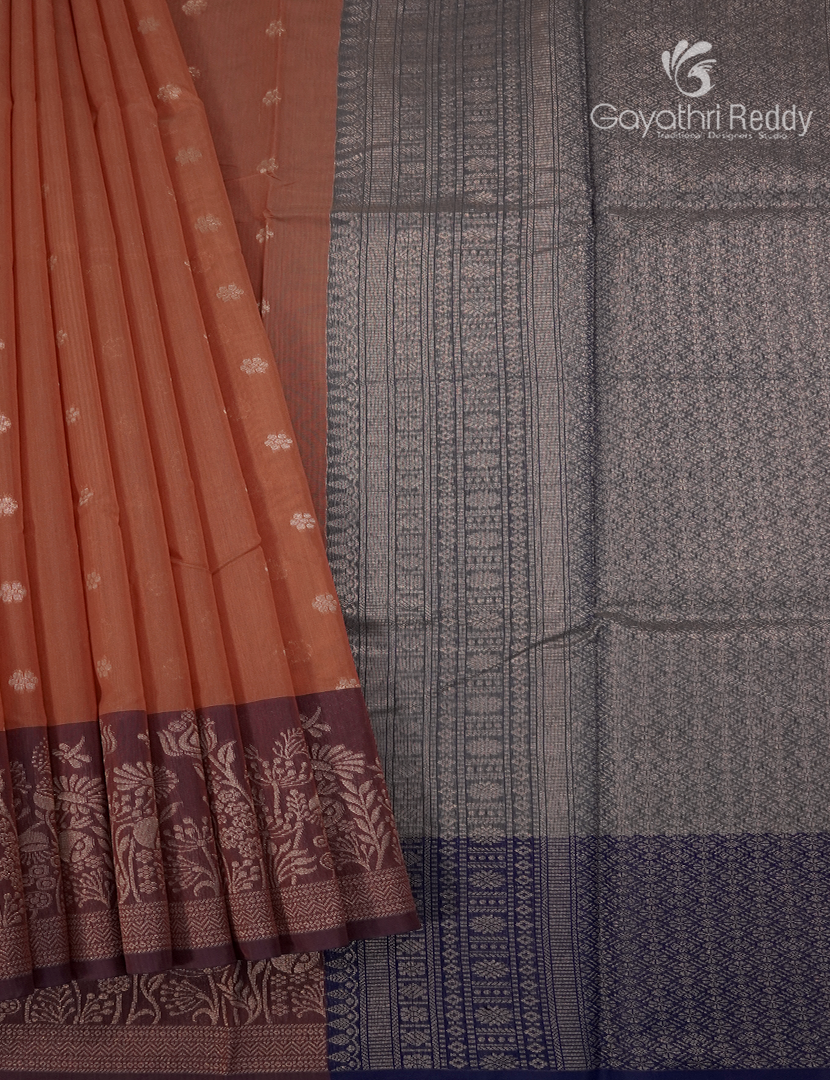 Kanchipuram Sico Saree in Rust Orange