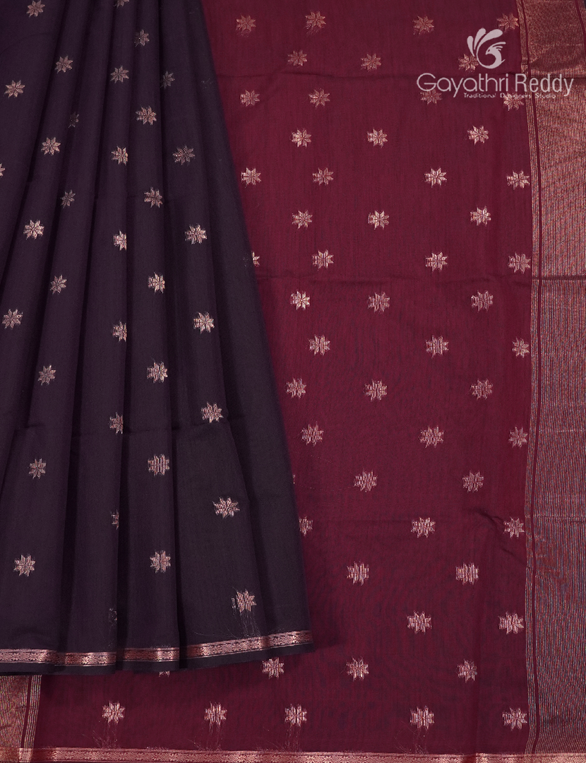 Kanchipuram Sico Saree in Deep Purple and Burgundy