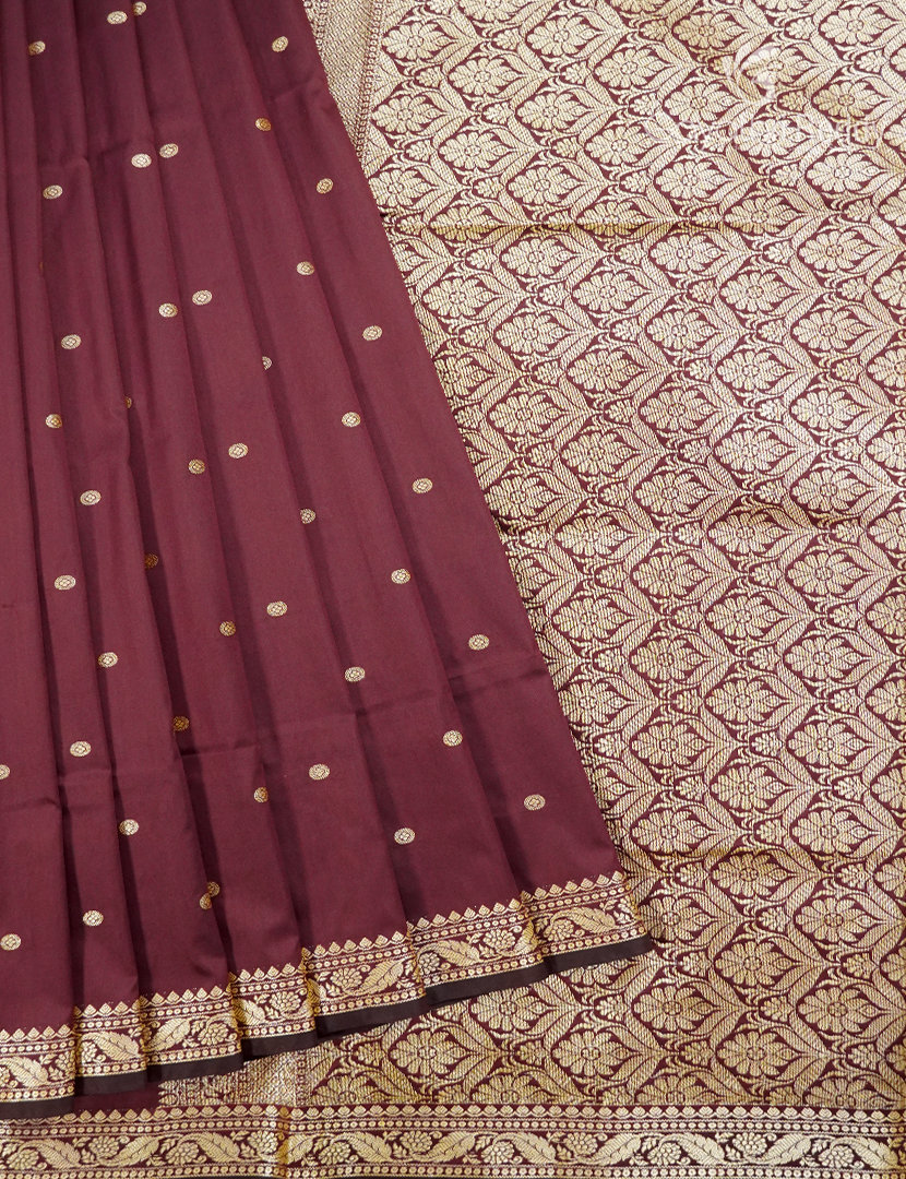 Semi Katan Silk Saree in Brown
