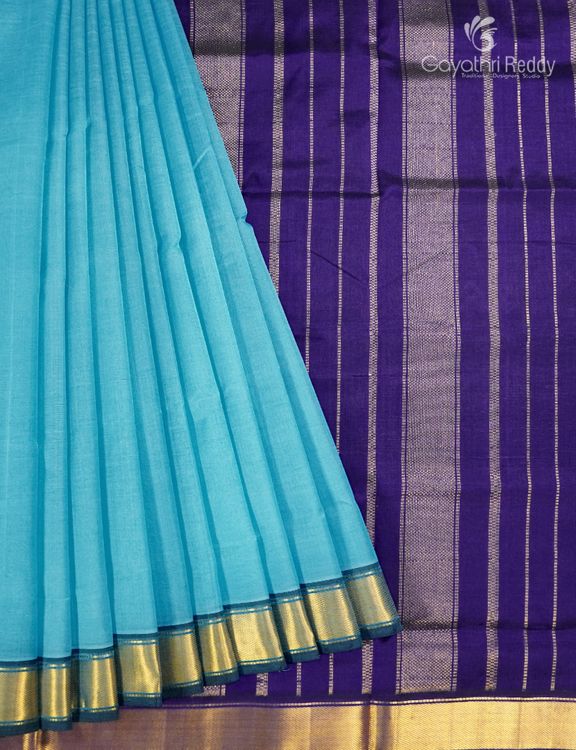 Pure Arani Sico Saree in Sky Blue and Deep Purple