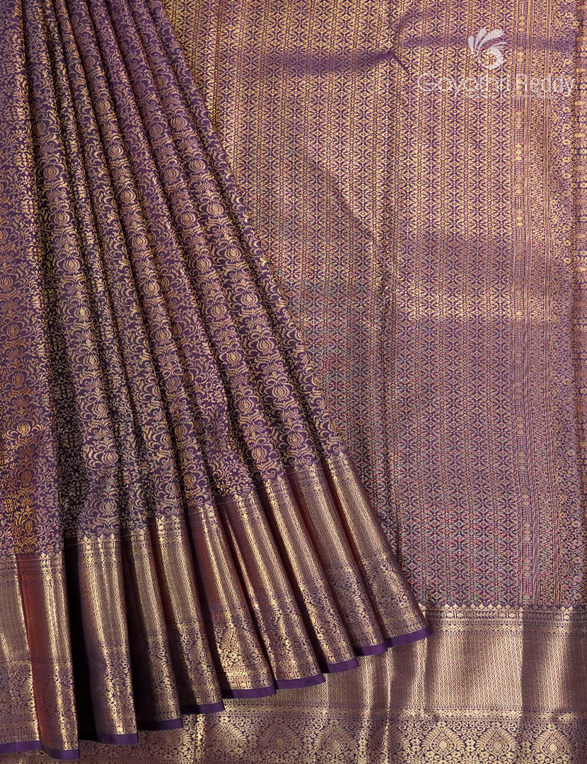 Semi Kanchipuram Silk Saree in Deep Violet