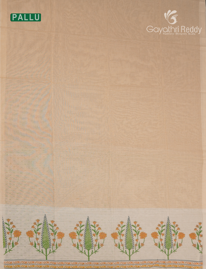 Pure Kanchi Cotton Printed Saree in Orange