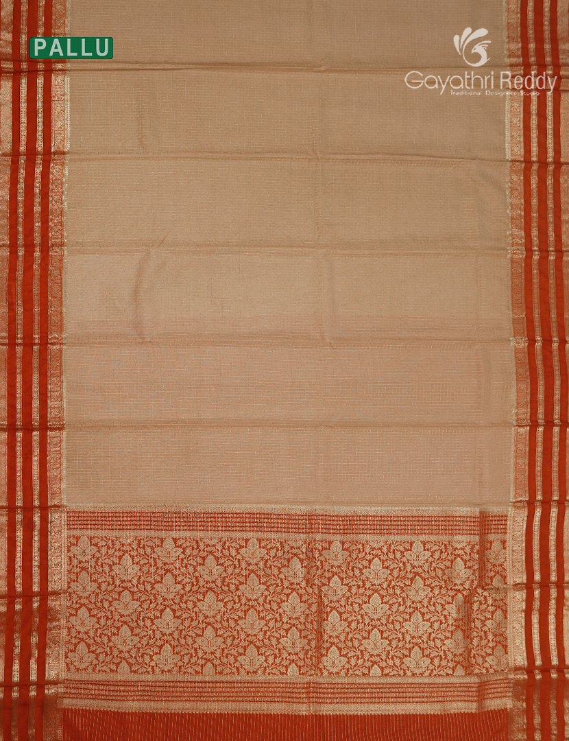 Semi Mysore Crepe Saree in Golden Beige and Deep Brown