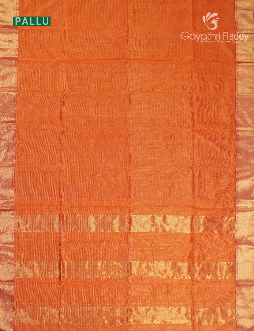 Pure Chanderi Sico Saree in Light Orange