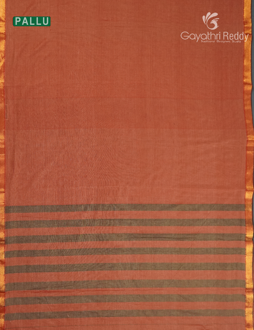 Pure Narayanpet Cotton Saree in Rust