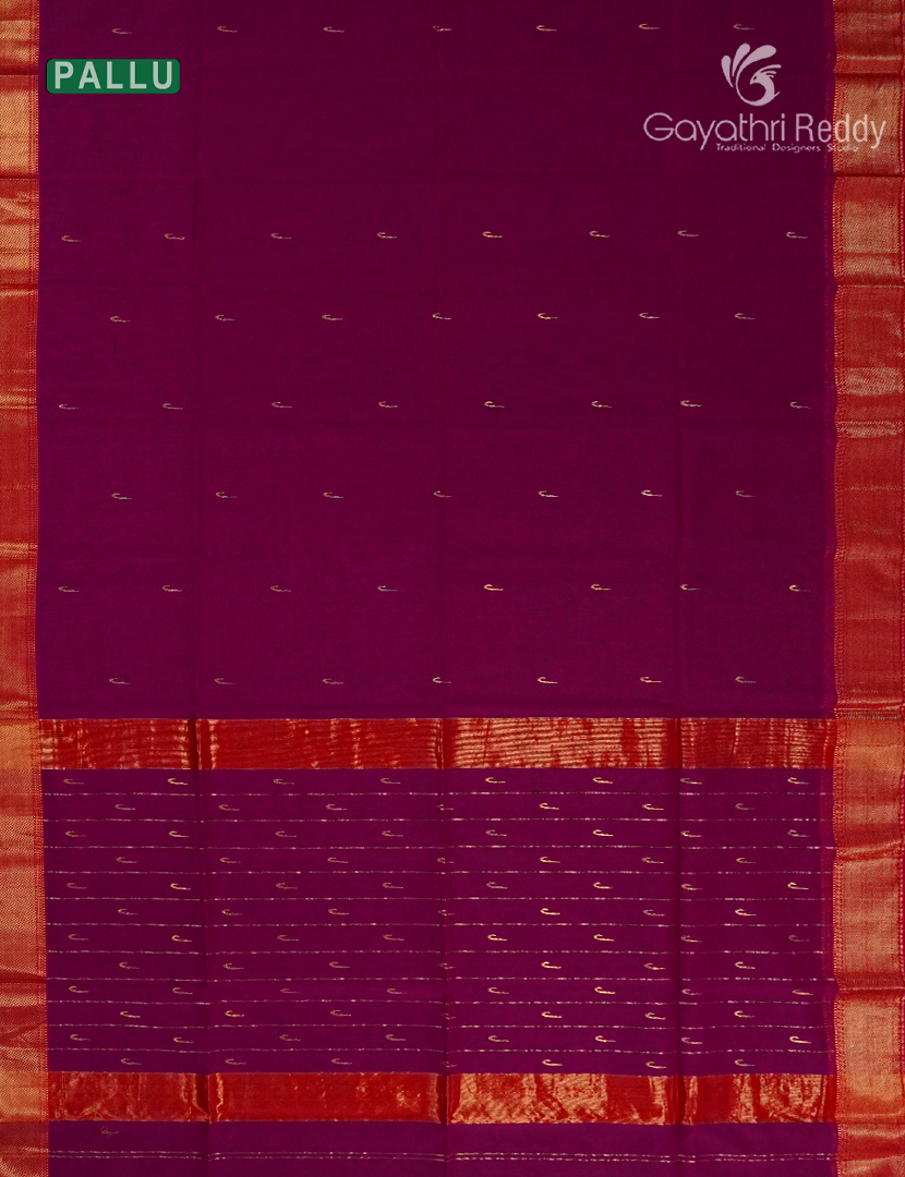 Pure Chanderi Sico Saree in Deep Magenta