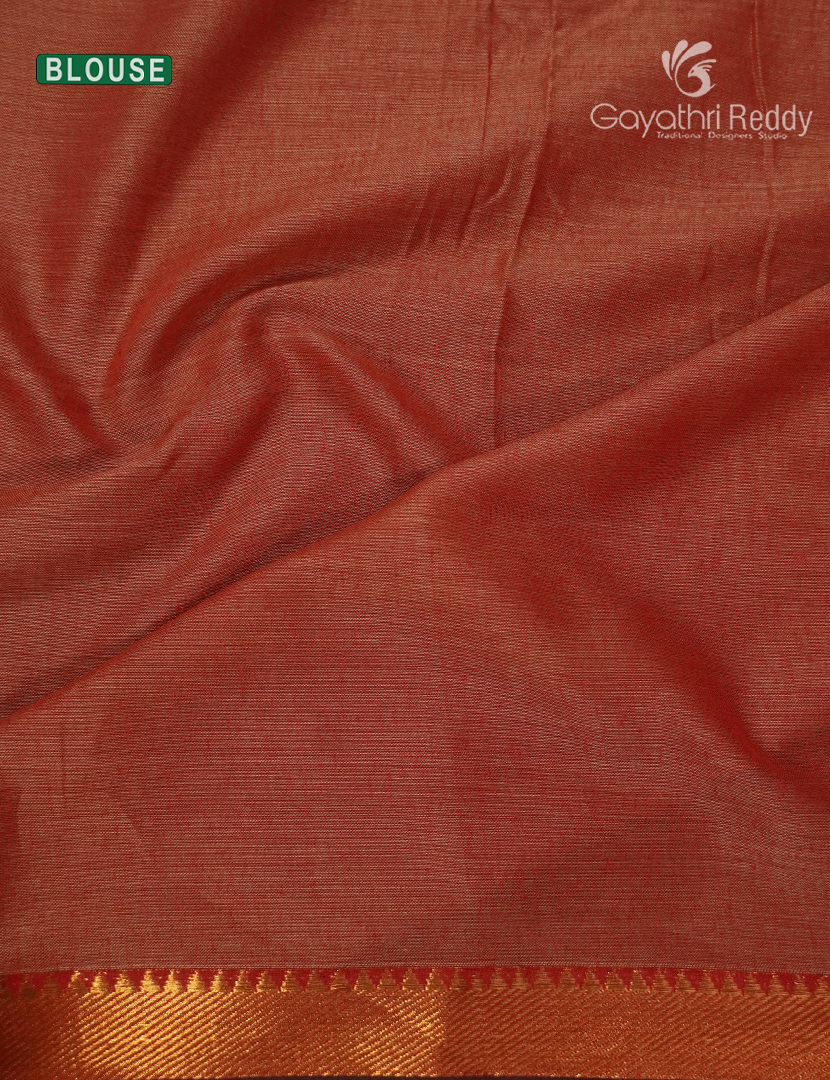 Pure Narayanpet Cotton Saree in Rust