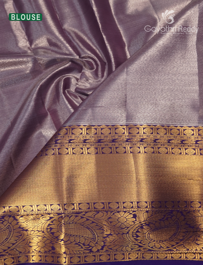 Semi Kanchipuram Silk Saree in Grey