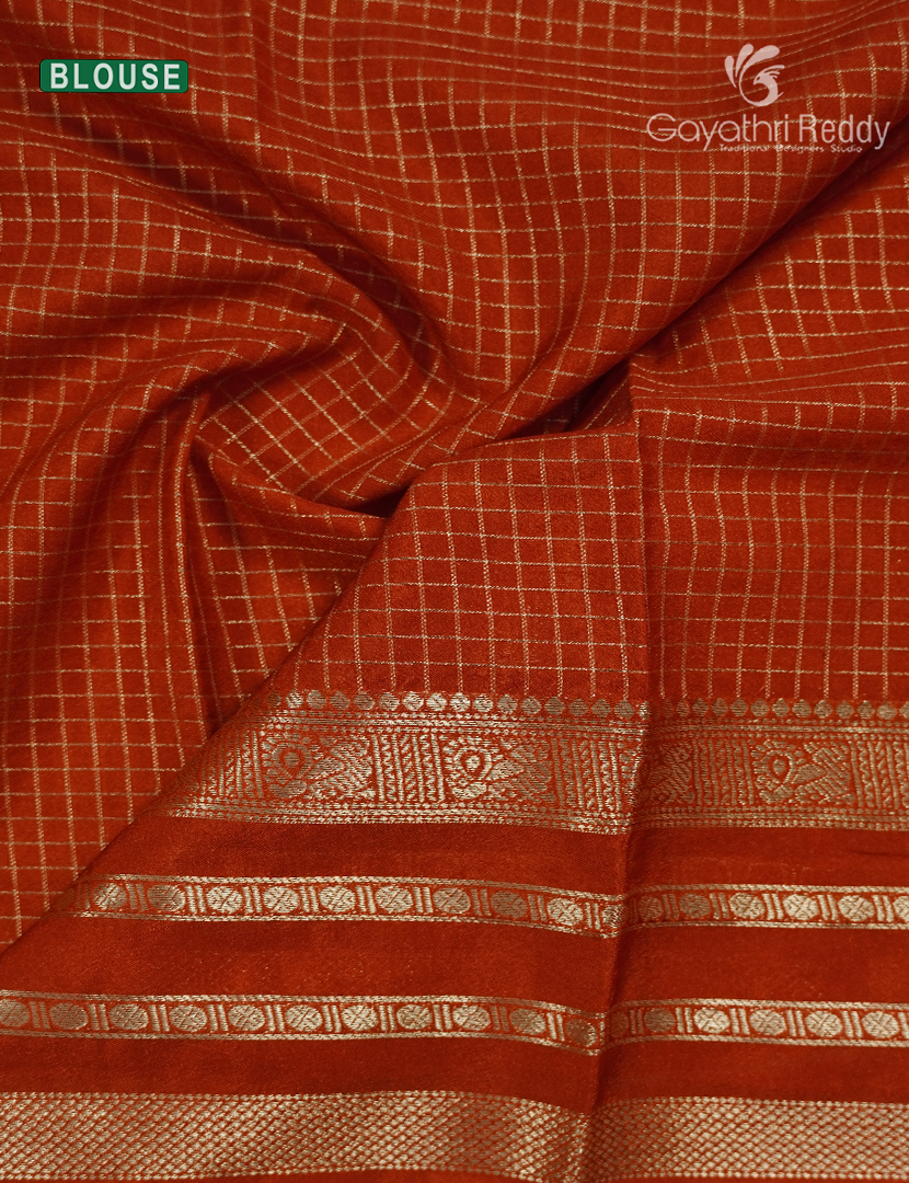 Semi Mysore Crepe Saree in Golden Beige and Deep Brown