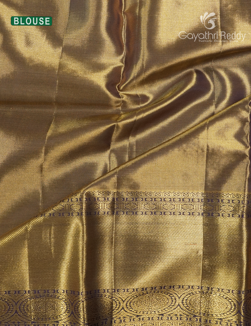 Pure  Kanchipuram Silk Bridal Saree in Olive Green and Gold