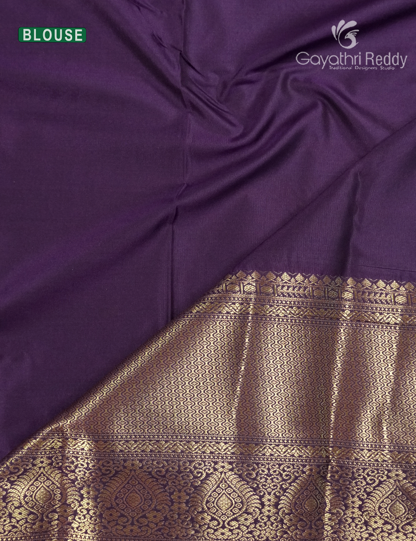 Semi Kanchipuram Silk Saree in Deep Violet