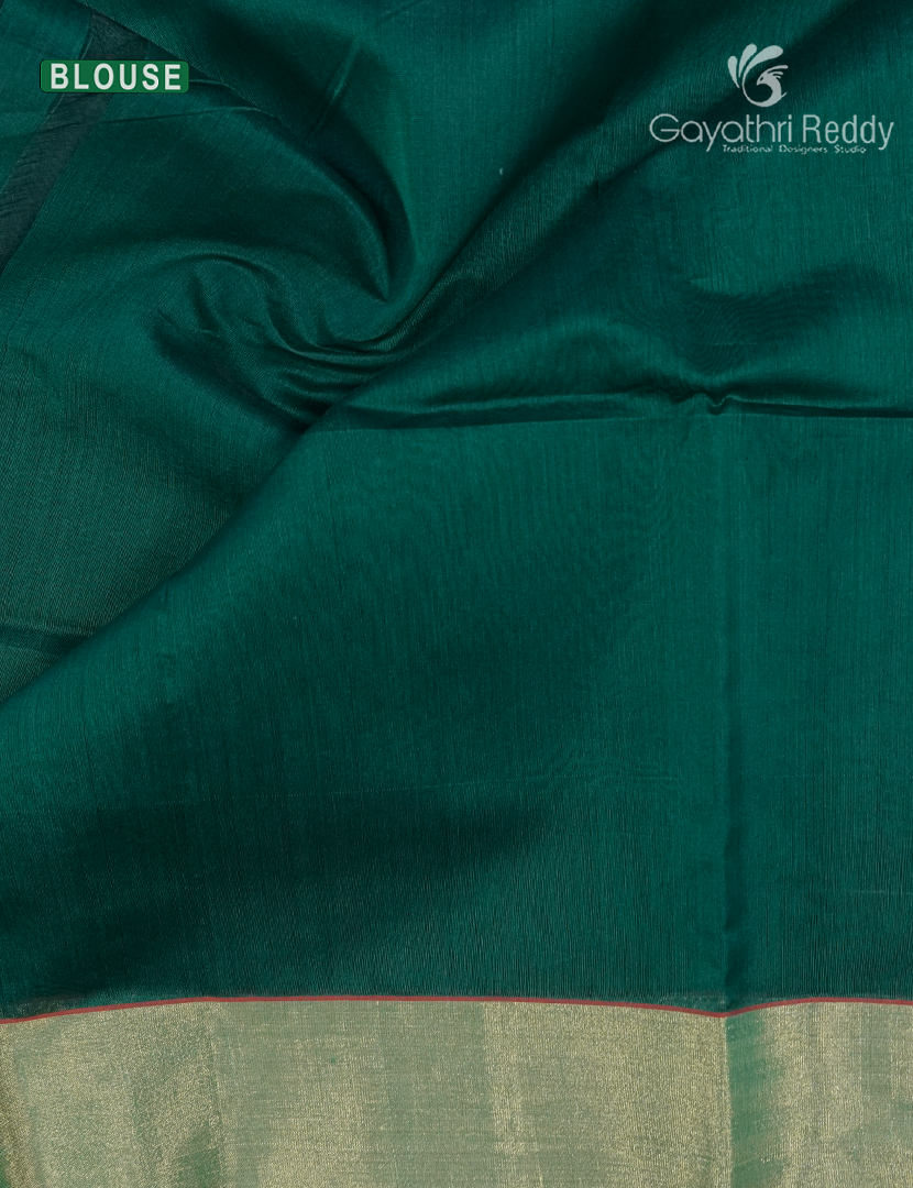 Pure Chanderi Sico Saree in Deep Rama Green