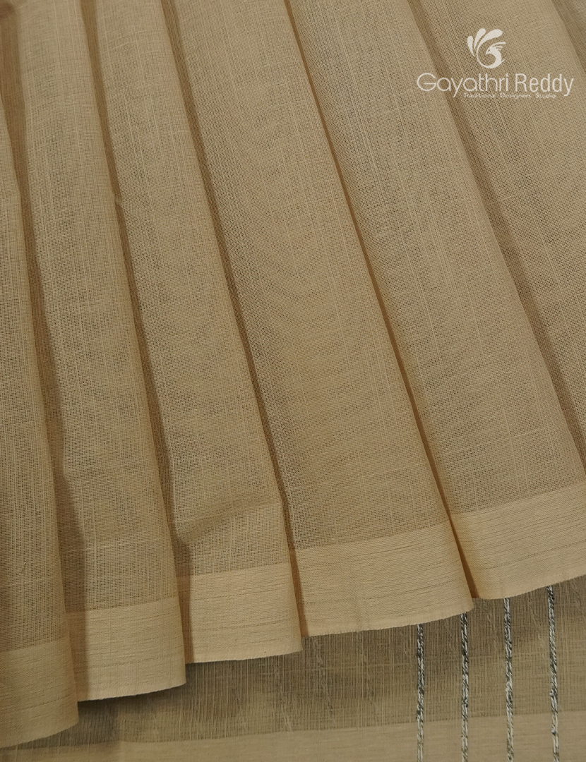 Pure Handloom Cotton Saree in Light Beige