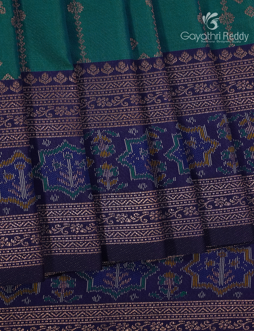Semi Kanchipuram Art Silk Saree in Peacock Blue