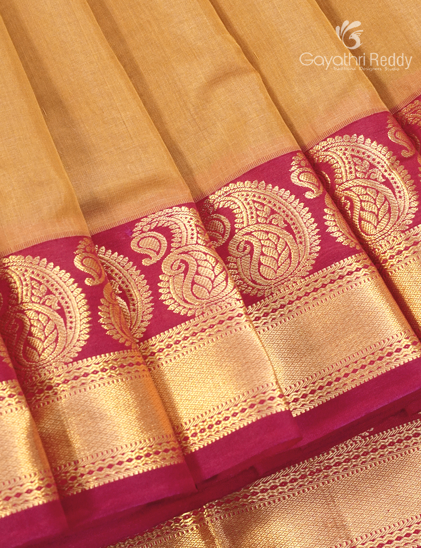 Pure Kanchi Sico Saree in Pale Yellow and Rani Pink