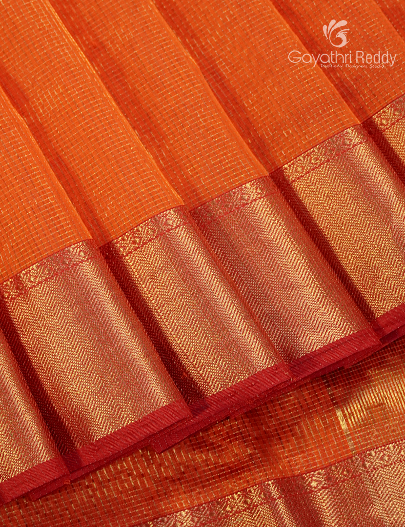 Pure Chanderi Sico Saree in Light Orange