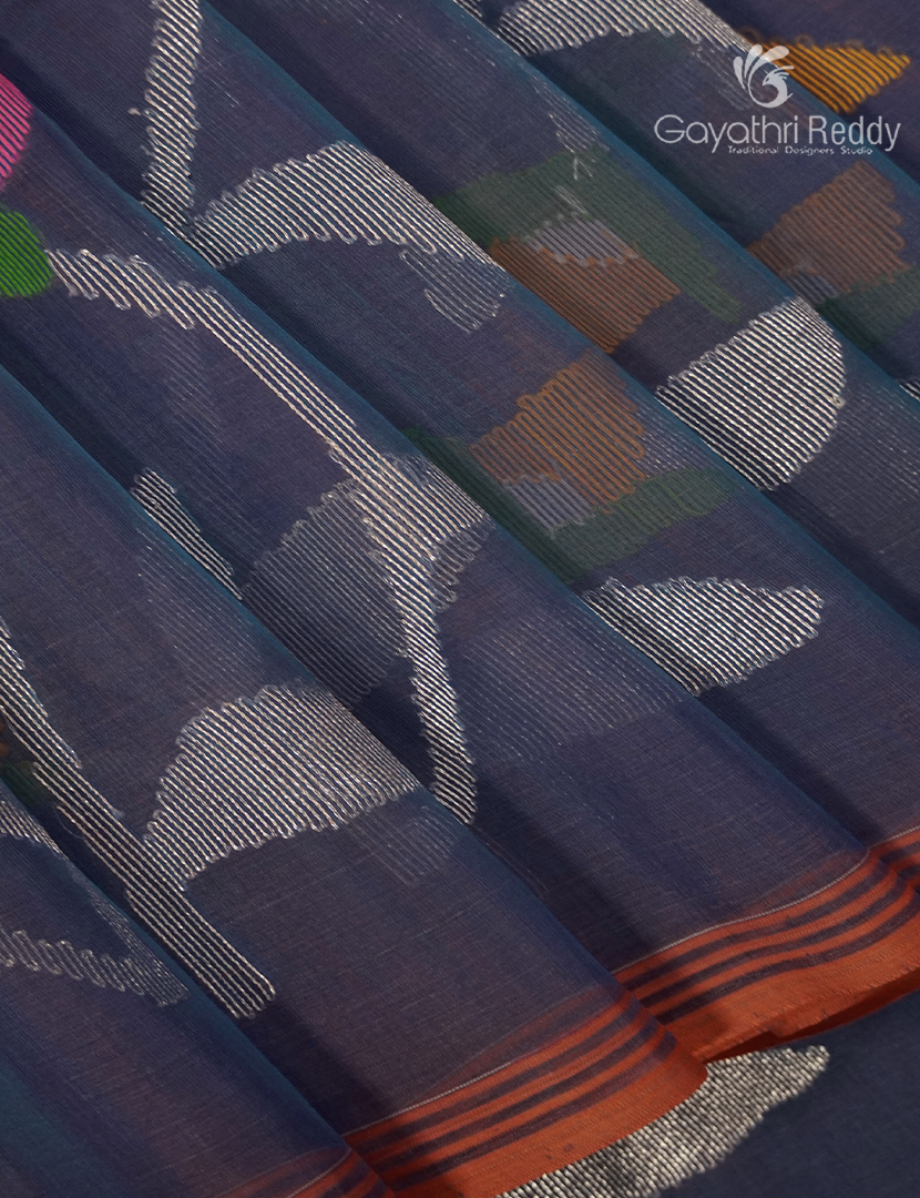 Pure Jamdani Kora Saree in Ash Grey