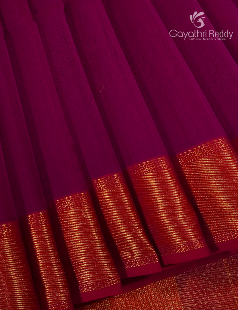 Pure Chanderi Sico Saree in Deep Magenta