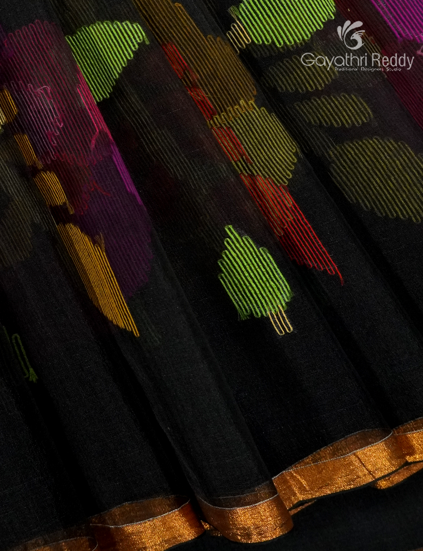 Pure Jamdani Kora Saree in Black