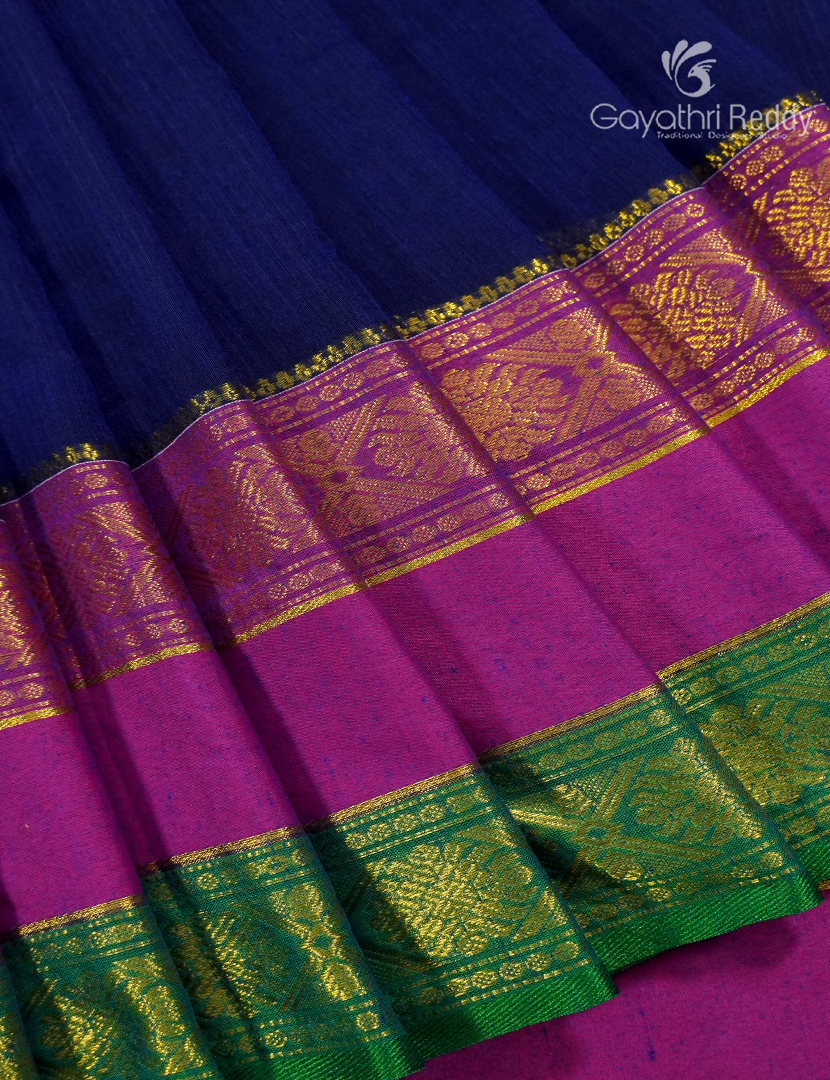 Jamdani Cotton Saree in Deep Blue