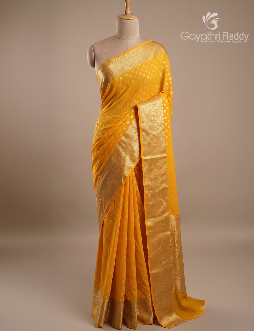 Banaras Georgette Saree  in  Golden Yellow