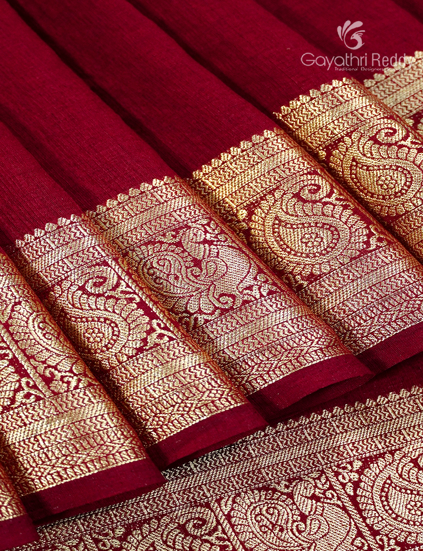 Semi Tussar Saree in Maroon