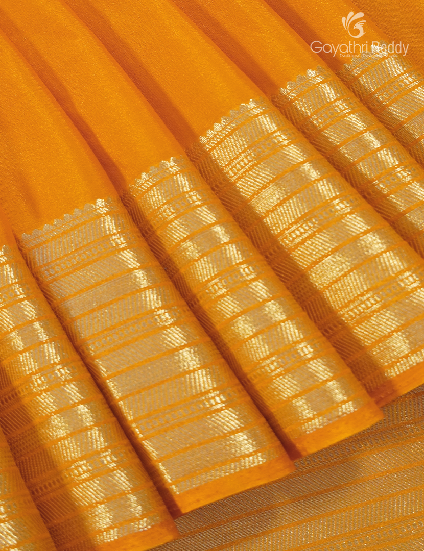 Semi Mysore Crepe Saree in Yellow