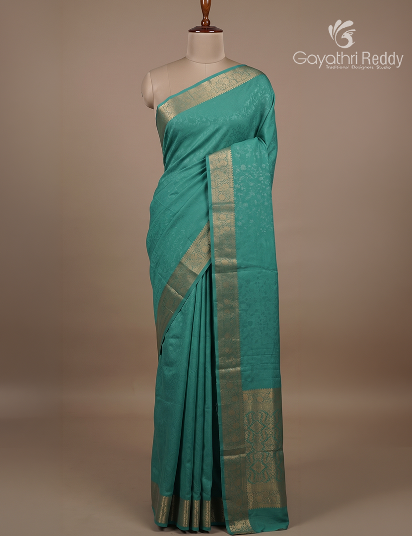 Semi Mysore Crepe Saree in Aqua Blue