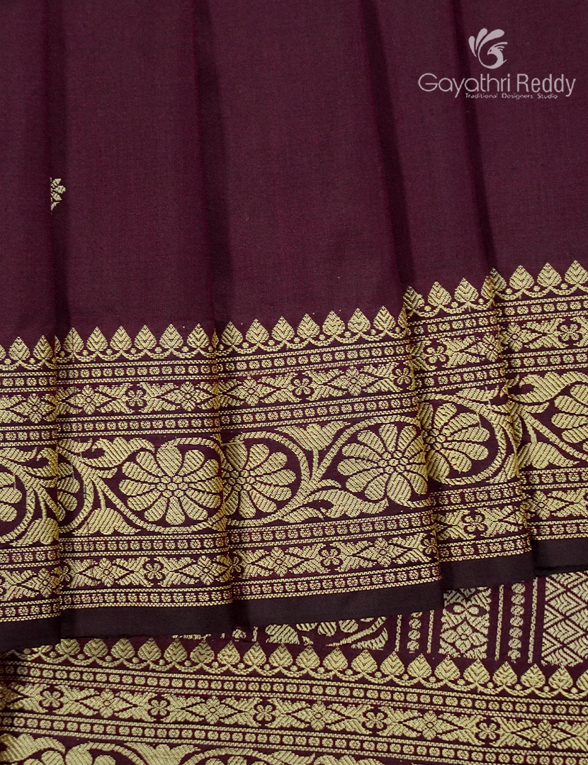 Pure Banaras Katan Silk Saree in Deep Brown