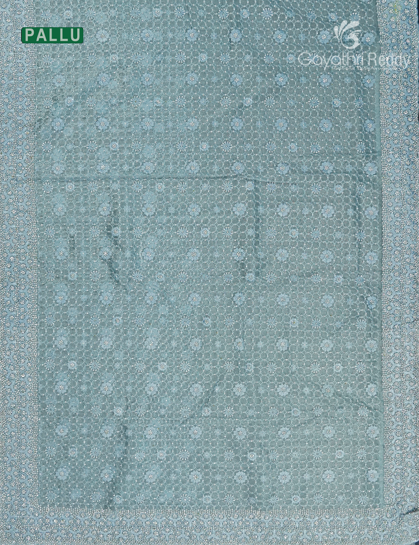 Glass Organza Saree in Pastel Sea Blue