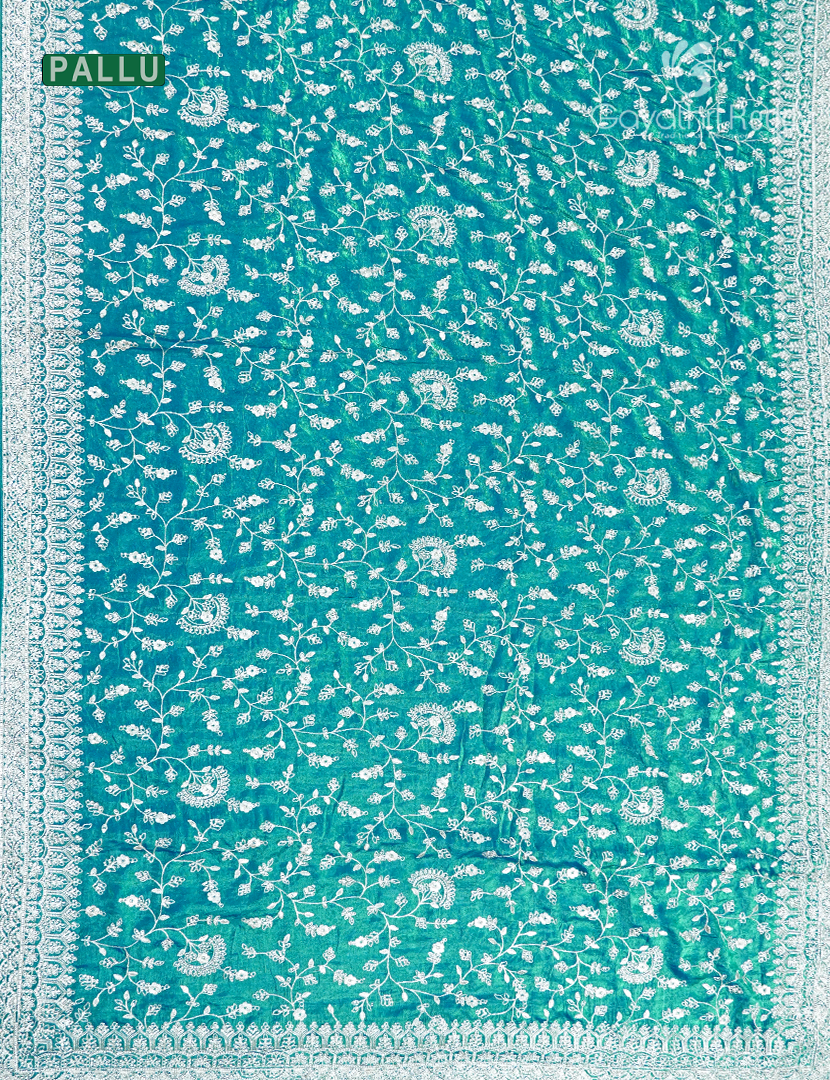 Tissue Fancy Saree in Ocean Teal